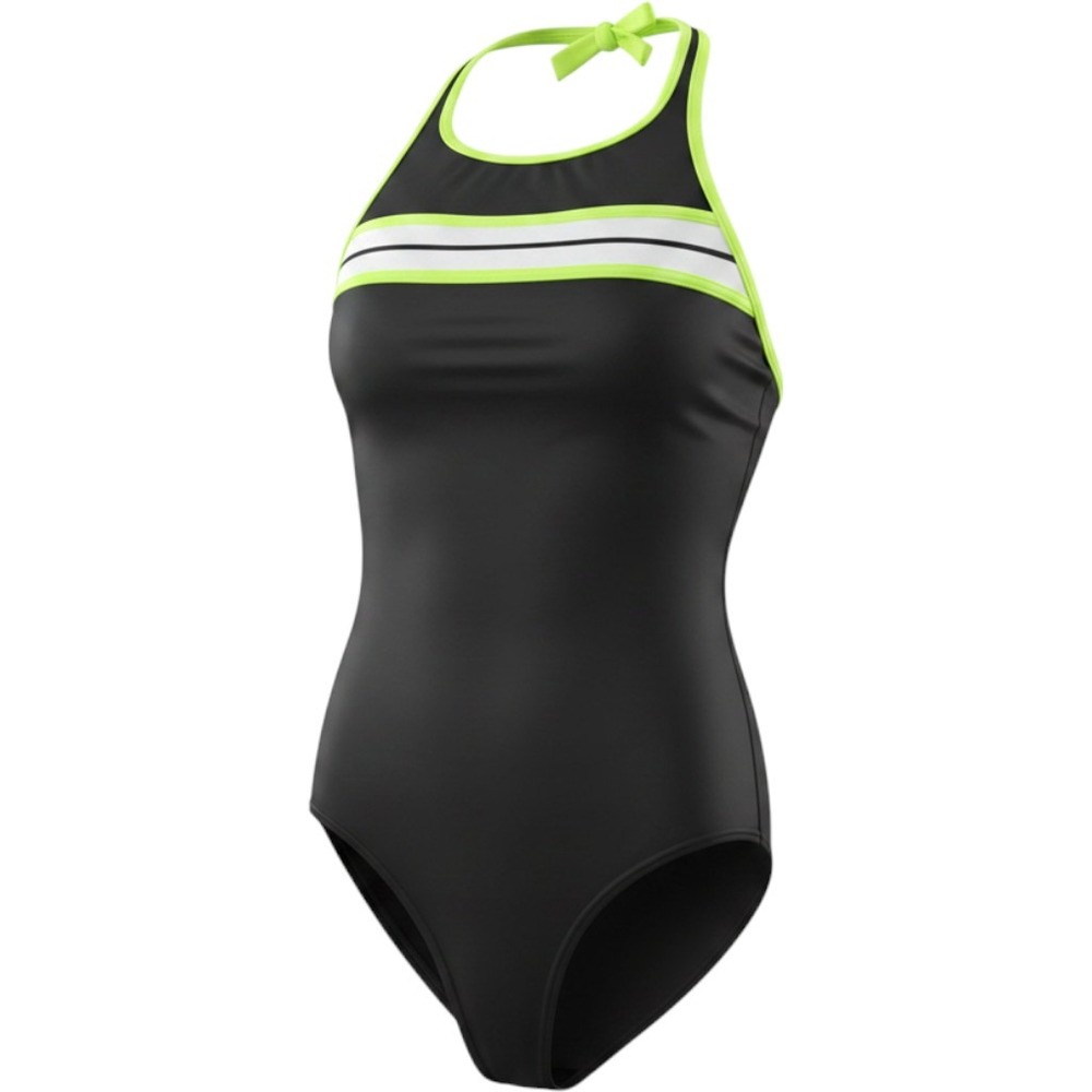 NWOT MIRACLE SUIT one piece swimsuit black and lime green size 8
